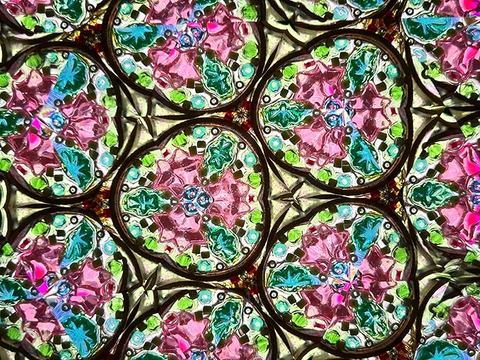 RII Handcrafted Etched Floral Pattern Lacquered Brass Kaleidoscope Includes Two Separate Turning Wheels-A Perfect Addition to any Collection. (7"x1.5")
