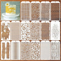 16 Pieces Stencils for Painting, Abstract Texture Stencils Crafts Reusable Layering Stencil Brick Shoe Pattern Templates for Drawing Card Making Canvas Furniture Paper