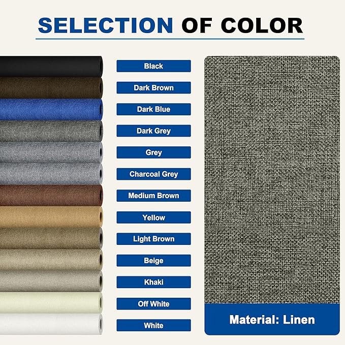 KING MOUNTAIN Linen Repair Patches, Self-Adhesive Linen Fabric Patches, 4 X 63 inch Extra Size, Multi Color, Can be Used for Linen Sofa Repair and Linen Clothes Repair (Dark Grey 1.0)