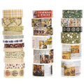 Vintage Washi Tape Set - 24 Rolls Arts Adhesive Tapes Assorted Retro Decorative Masking Tape Sets for Craft, Kids, Scrapbook, DIY, Gift Wrapping (10-Countryside Charm)
