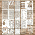 Cubist Mixed Media Layering Stencils for Painting on Wood, Texture Demask Leaf Tree Brick Striped Background Pattern Stencils for Crafts Wall Shoe Cards Canvas Furniture (Texture)