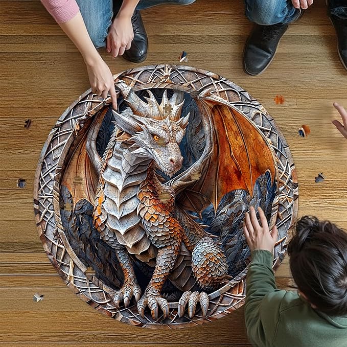 masseruon Round Puzzles for Adults 1000 Pieces-Dragon Puzzle-26.6x26.6in Jigsaw Puzzles with HD Matte Finish-Hard Impossible Difficult for Adult-Challenging Gift for Puzzle Lovers Home Decor
