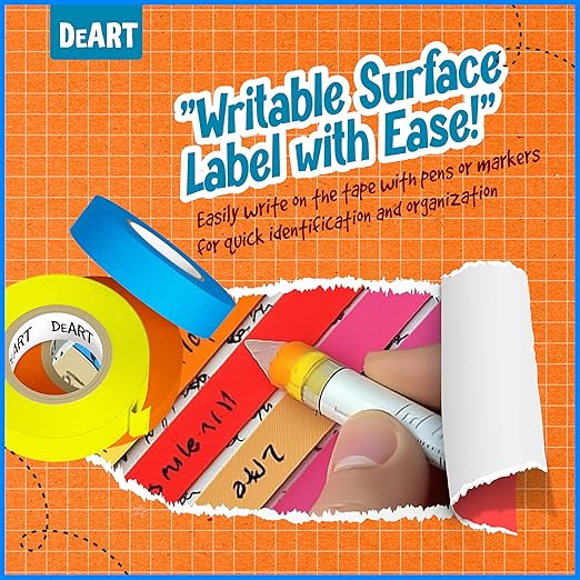 8X Colored Masking Tape, 33 Ft x 1 inch Colored Painters Tape for Arts & Crafts Labeling or Coding, Education Supplies & Craft Supplies Color Tape Rolls, Colorful Masking Craft Tape, Drafting Tape