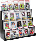 4-Tier Card Display Stand ,Wooden Trading Card Display Case for Graded Cards,Baseball Sports Card Display for PSA CGC SGC BGS Slabs