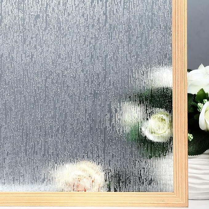 VELIMAX Rain Glass Window Film Privacy Static Window Clings Decorative Glass Sticker for Home Office Removable UV Protection Heat Control 29.5 x 157.48 inches