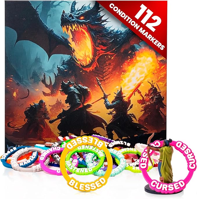 Futhark DND Condition Rings Set: 112 Vibrant DND Condition Markers to Eliminate Confusion - Great DND Gift in Exceptional Storage Box - RPG Accessories for Unforgettable Dungeons and Dragons Nights