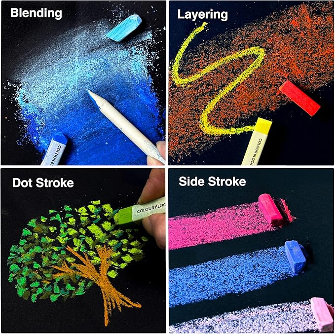 COLOUR BLOCK Soft Pastels for Artists - 80 Colors Square Chalk Soft Pastels Art Set in CARBON Box - Vibrant Pigments Art Kit for Painting, Drawing, Sketching, Hobbyists, Students and Kids