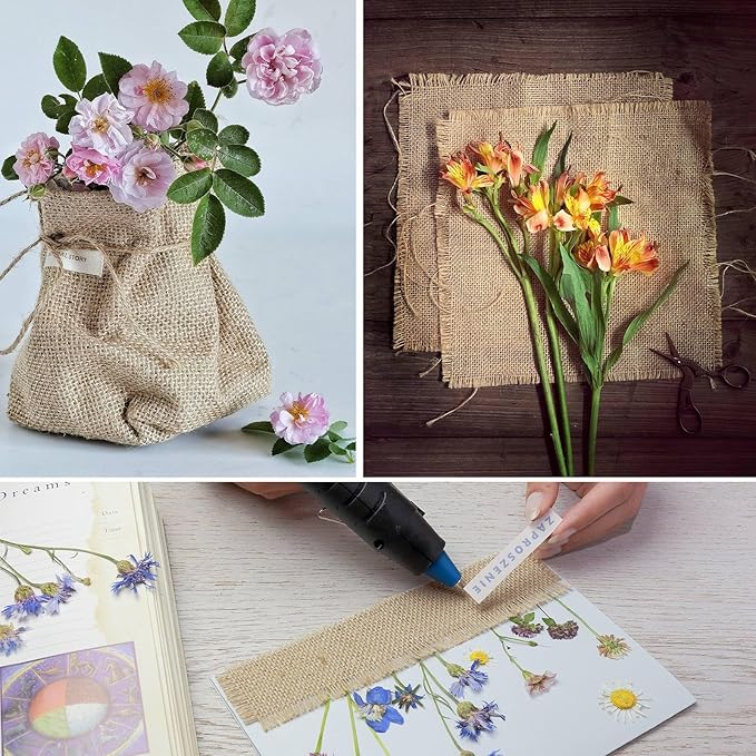 Natural Burlap Fabric Roll 10 Yards, 3 Inch Jute Ribbon for DIY Gift Wrapping, Craft Projects, Wedding, Christmas, Home Decoration (7.5 cm, 3 in)