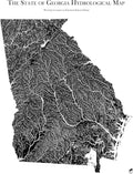 Muir Way Hydrological River Map of Georgia - Watershed Topographic Wall Art for Home, Office, or Travel Decor - Unframed Flat Paper Print, 24x30