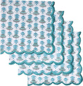 Ridhi Aquamarine Blue Hand Block Print Napkins 18" x 18" Set of 4 Reusable Cotton Dinner Napkins for Weddings, Parties & Everyday Dining, Thanksgiving, Christmas, Fall
