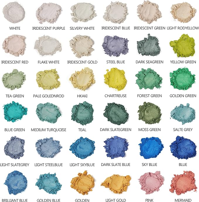 Mica Powder for Epoxy Resin, 72 Colors, 0.35 oz(10g) Bottles Mica Glitter, Mica Pigment for Lip Gloss, Soap Making, Bath Bomb, Art Crafts, Resin Dye, Nails