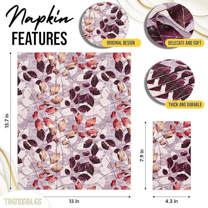 Trendables Floral Napkins for decoupage 100 Pcs 3 Ply floral paper napkins decorative Guest Towels Disposable Bathroom, Flower Design For Tea Party Decorations, Dinners & Weddings