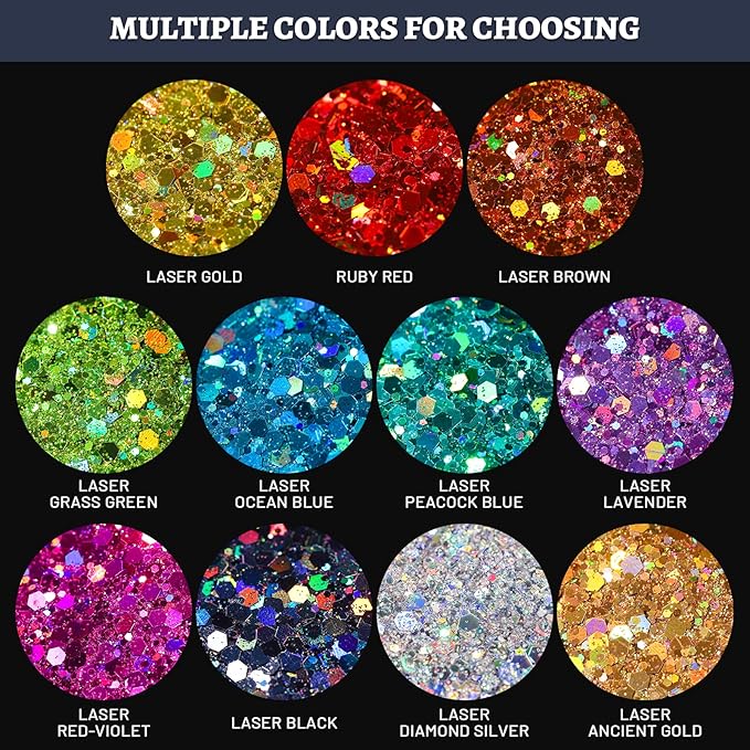 LEOBRO Silver Glitter, 160G/5.64OZ Holographic Chunky Glitter for Crafts, Resin, Body Nail Face Hair, DIY Decorations