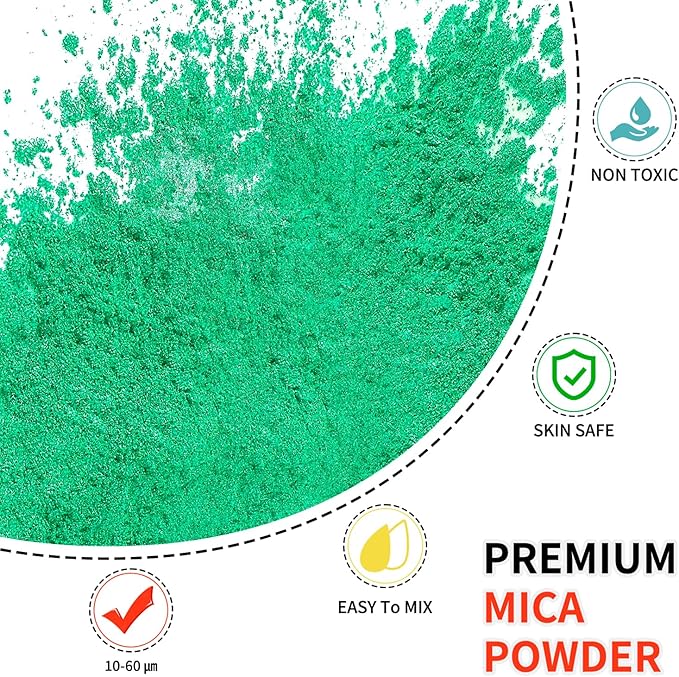 Mica Powder - 100g Mica Powder for Epoxy Resin - Metallic Color Pigment for Resin, Soap, Bath Bombs, Eye Shadow, Nails, DIY Crafting Projects etc. (Emerald Green)