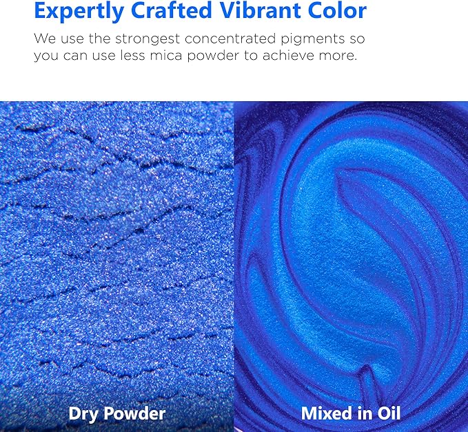 Rolio Premium Mica Powder - Blue Iris (50G / 1.76oz) - 1 Jar of Blue Pigment Powder for Epoxy Resin, Dye, Soap Making, Nail Polish, Paint, Candle Making, Bath Bombs, Slime