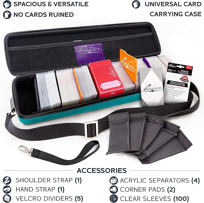 Quiver Time 's Teal Card Case, Perfect for MTG Deck, Premium Storage Box, for Trading Cards, and Playing Card Storage, Ideal for Carrying Magic The Gathering and Game TCG Enthusiasts Recommended