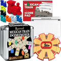 Queensell Dominoes Double 12 + Wooden Hub + Score Pad + Metal Trains