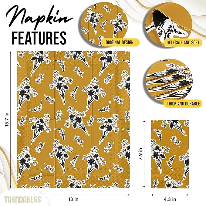 Trendables Floral Napkins for decoupage 200 Pcs 3 Ply floral paper napkins decorative Guest Towels Disposable Bathroom, Flower Design For Tea Party Decorations, Dinners & Weddings