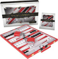Backgammon Sets for Adults with Premium Leather Case | Classic Travel Backgammon Set for Adults and Kids with Strategy & Guide | 11 Inches | Small | Red