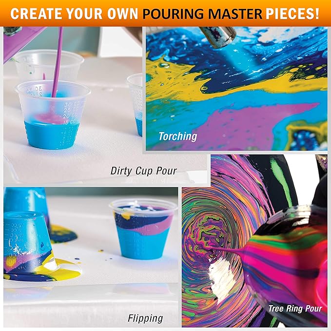 Pouring Masters Neon Jazzberry Ready to Pour Acrylic Pouring Paint - Premium 32-Ounce Pre-Mixed Fluid Acrylic Paint - Fluid Art Supplies for Canvas, Wood, Paper, Tile & Rocks