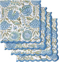 Ridhi Asparagus GreenHand Block Print Napkins 18" x 18" Set of 4 Reusable Cotton Dinner Napkins for Weddings, Parties & Everyday Dining, Thanksgiving, Christmas, Fall