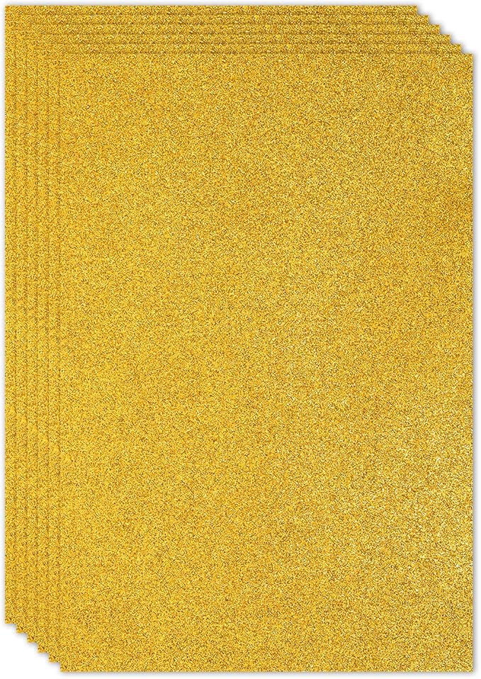 PATIKIL 2mm(1/10") Thick Non Adhesive Glitter Foam Sheet 16x24inch(40x60cm) Gold Tone, EVA Shiny Foam Board for Craft, 6 Pcs