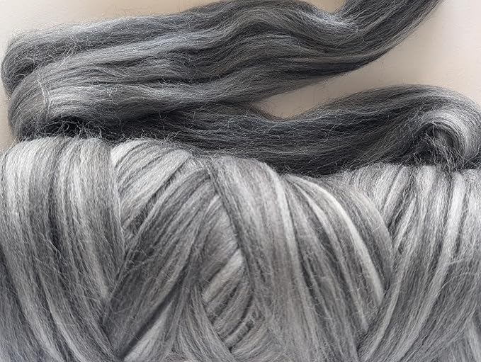 Multi Colored Natural Wool roving 1 lb. Best Wool for Needle Felting, Wet Felting, handcrafts and Spinning. (Midnight black1lb)