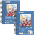 U.S. Art Supply 5.5"x8.5" Mixed Media Sketchbook, 2 Pack (60 Sheets), 98 lb (160 GSM) - Spiral-Bound Pad with Perforated Acid-Free Paper - Artist Sketch Book for Drawing, Painting, Watercolor
