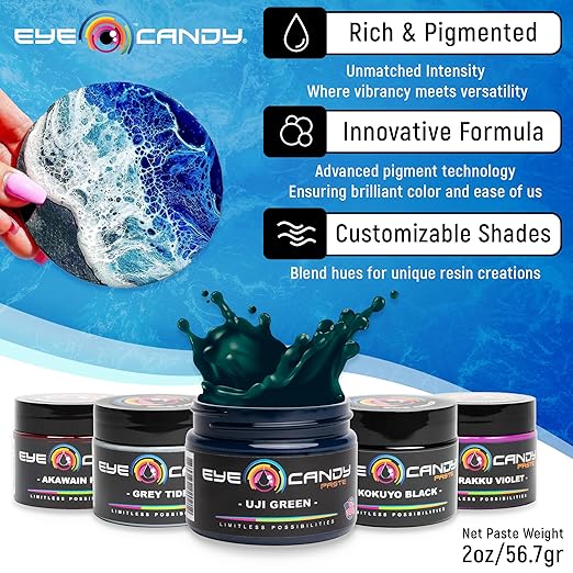 Eye Candy Green Resin Pigment Paste Uji Green (2 oz Paste / 4 oz Jar) | Epoxy, Resin Art | Highly Pigmented
