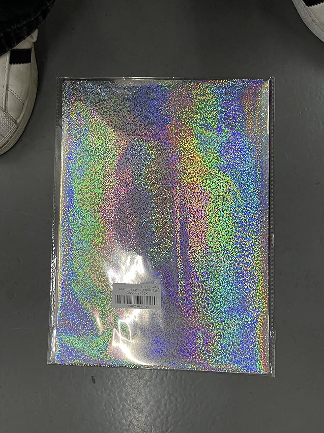CYFUN DESIGN 50 Sheets Toner Reactive Foil Sheet for Crafts Paper Holographic Heat Transfer Craft Foil Paper for Scrapbooking Stamping Cardstock Heat Transfer DIY Crafts Accessories 7.9 x 11.4inch