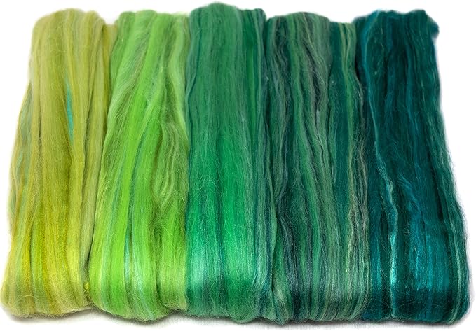 MERINO SILK LUXE Tonal Designer Blend. Superfine Merino, Mulberry Silk, Tussah Silk. Top Roving for Spinning or Felting. Walden Pond 5oz