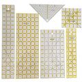 HONEYSEW Quilting Templates Acrylic Sewing Ruler with Non-Slip Rings for Quilting and Sewing Fabric Cutting Angles Rectangle Ruler (6PCS Set)