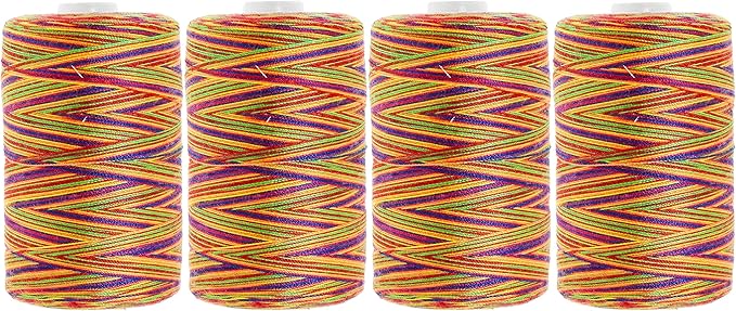 Mandala Crafts 4 Pack of Serger Threads Cones Spools - 20S/2 2000 Yards Polyester Rainbow Threads for Sergers Machine and Overlock Quilting Sewing Machine