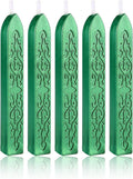 Metallic Green Sealing Wax Sticks, Yoption 5 Pcs Totem Fire Manuscript Wax Seal Sticks with Wicks for Wax Seal Stamp (Metallic Green)