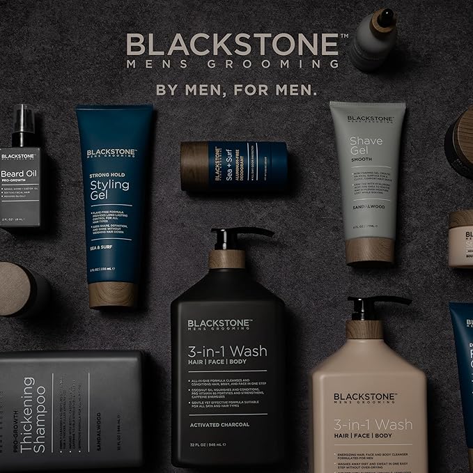 Blackstone Men's Grooming Hair Thickening Pomade - Pliable Hold with Matte Finish | Paraben & Cruelty-Free | Made in USA, Sea + Surf Scent (4 Oz)