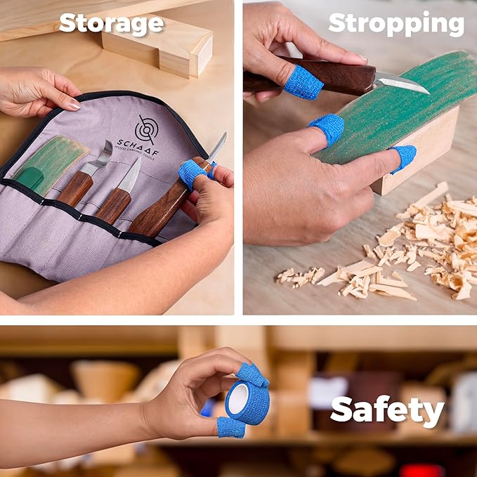 Beginner-Friendly Wood Carving Kit, 3pc Whittling Knife Set with Wood Carving Knives, Spoon Carving Knife, Basswood Blocks, & Fun Learning Videos, Wood Whittling Kit for Beginners from Schaaf Tools