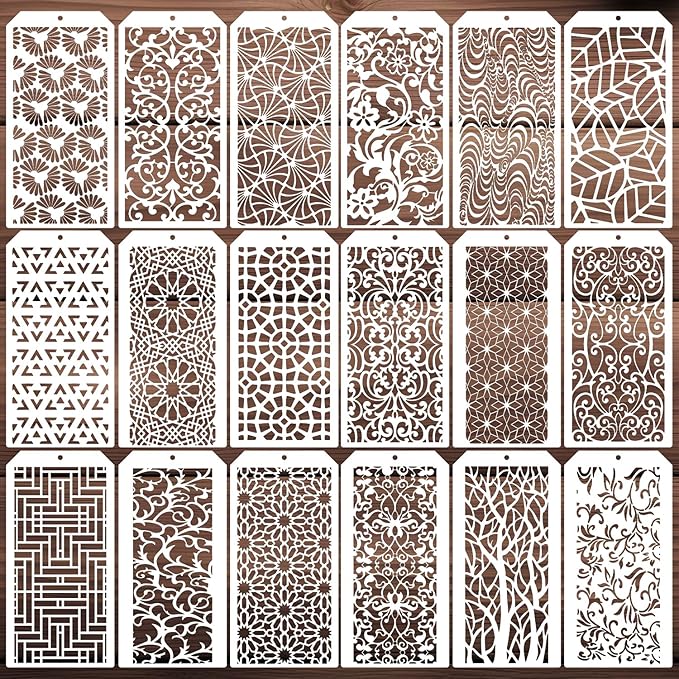 Stencils for Crafts Reusable Texture Stencils for Painting 8x4inch Background Stencil Drawing Templates for Wood Canvas Furniture Scrapbooking