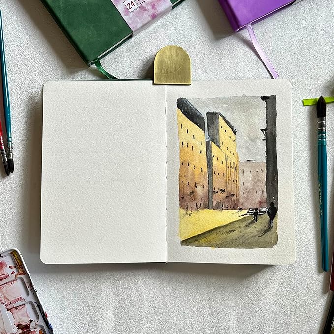 tumuarta Square Watercolor Sketchbook, 6x6 in,140 LB, 300GSM, 100% Cotton, Cold Press, Acid Free, 24 Sheets,48 Pages, Watercolor Journal for Use As Travel Notebook and Mixed Media Pad On The Go