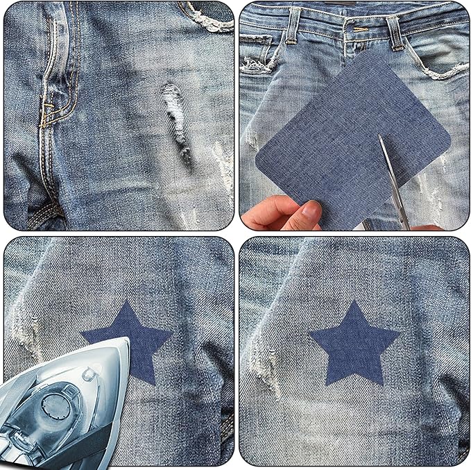 Augshy 29pcs Jean Iron on Patches for Clothing Repair 4.9 X 3.7 Inch Iron on Patches for Clothing