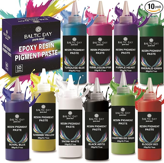 BALTIC DAY – 10 Pigment Paste for Epoxy Resin [20g] – Opaque Epoxy Colorant, Liquid Dye & Mica Powder for DIY Resin Art, Molds, Coasters, Tumblers, Jewelry Making & Wood Projects