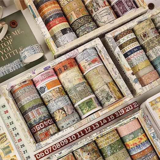 Vintage Washi Tape Set - 24 Rolls Arts Adhesive Tapes Assorted Retro Decorative Masking Tape Sets for Craft, Kids, Scrapbook, DIY, Gift Wrapping (12-Mystic Tarot)