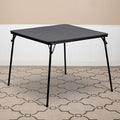 EMMA + OLIVER 33.5" Square Multipurpose Folding Card Table for 4 Players, Portable Square Folding Table with Padded Vinyl Top, Black