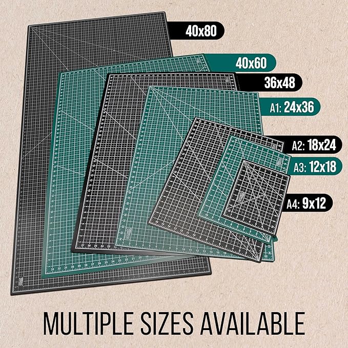 U.S. Art Supply 36" x 48" Self-Healing Cutting Mat 5-Ply - Double-Sided Green/Black Craft Mat, Non-Slip Cutting Mats for Crafts, Sewing, Quilting, Scrapbooking