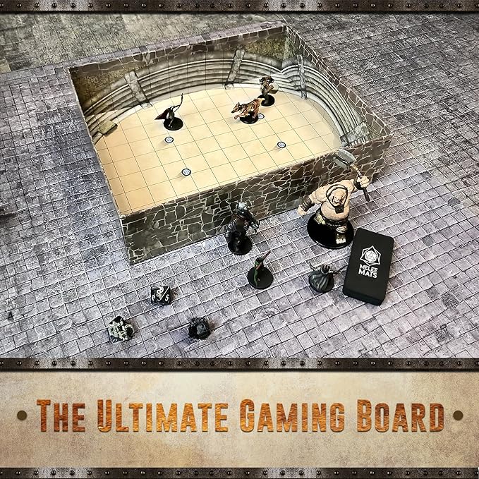 Melee Mats DND Map Starter Kit - 22” x 26" Double Sided, Wet/Dry Erase Battle Terrain Grid - Ultimate Tabletop Board Gaming Experience with Accessories