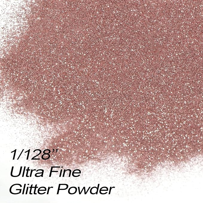 Renfio Ultra Fine Glitter Powder Metallic Resin Glitter 2.11 Oz (60g) PET Flakes Crafts Sequins 1/128" 0.008" 0.2mm Epoxy Chips Flakes for Tumblers Slime Decoration - Rose Gold
