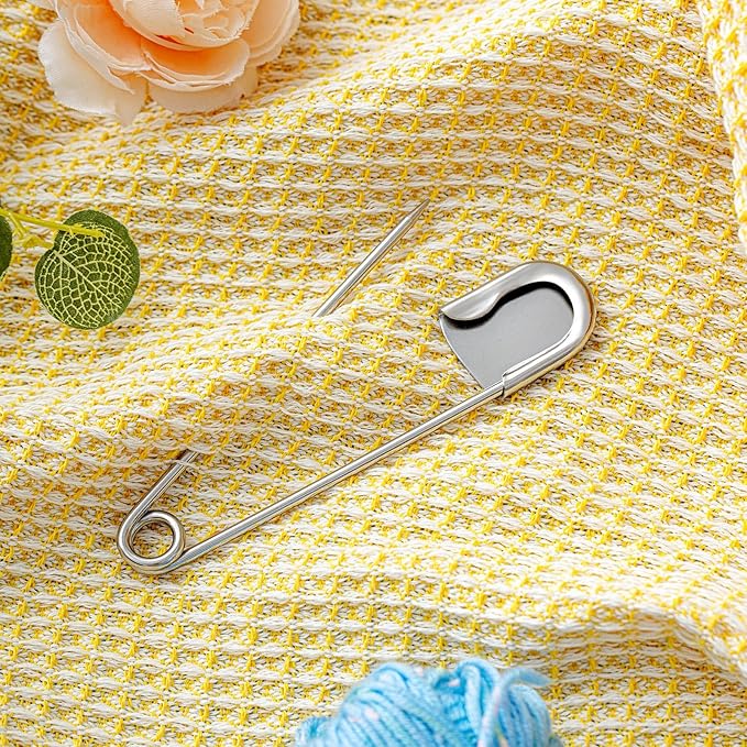 Juexica 20 Pcs 5 Inch Jumbo Stainless Steel Safety Pins Large Heavy Duty Huge Strong Laundry Pins for Upholstery Sewing Quilting Key Rings Craft Outdoor (Silver)