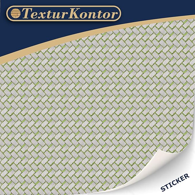 3 Sheets Self-Adhesive Decorative Film Paving Stones and Surfaces for Model Making in Scale 1:87 Scale H0 (UK: 3.5 mm Scale) (Paving Stones with Moss)