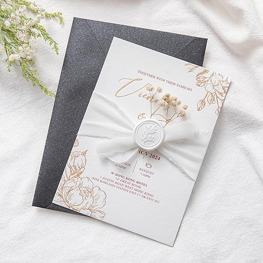 PONATIA White Wax Seal Stickers - 50 Pcs Self- Adhesive Wedding Invitation Seal Stickers, Perfect for Invitations, Envelopes Christmas Cards, Gift Wrapping, Party Menu Decor