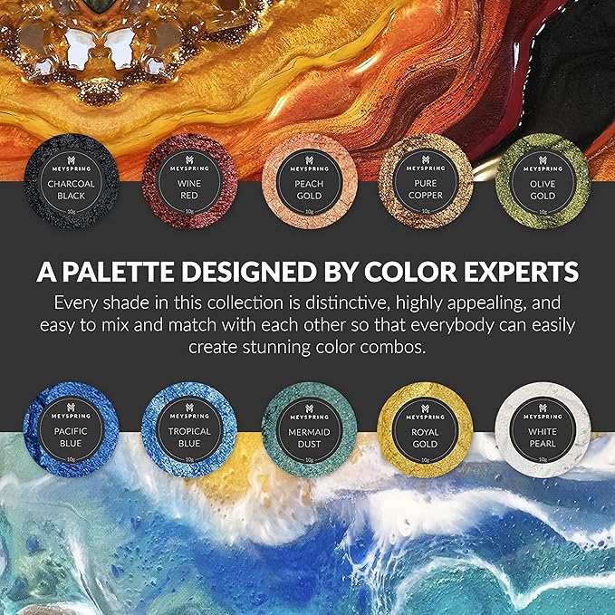 MEYSPRING Two Tone Collection - Mica Powder for Epoxy Resin - New Generation of Epoxy Resin Color Pigment - 100% Mineral, Skin-Safe, and Inert Pigment Powder for Epoxy Resin (Pigment Powder Set 100g)