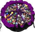 SIQUK Large Dice Bag with Pockets Drawstring Dice Bag DND Dice Storage Bag Big Capacity Dice Pouch for RPG MTG Table Games, Hold over 300 Dice (Black & Dark Violet)